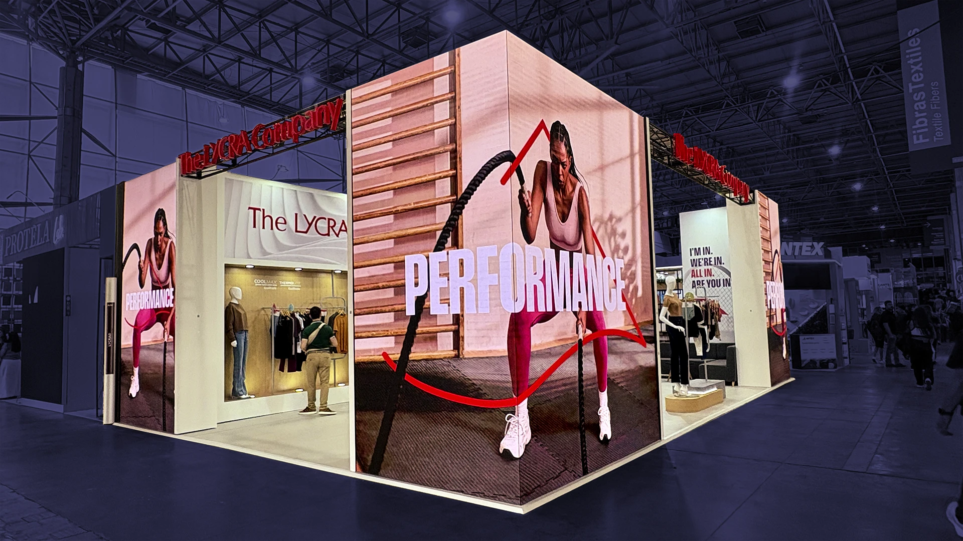 Diseño de stand textil para The LYCRA Company en Colombiatex 2026 por Diper Exhibitions
