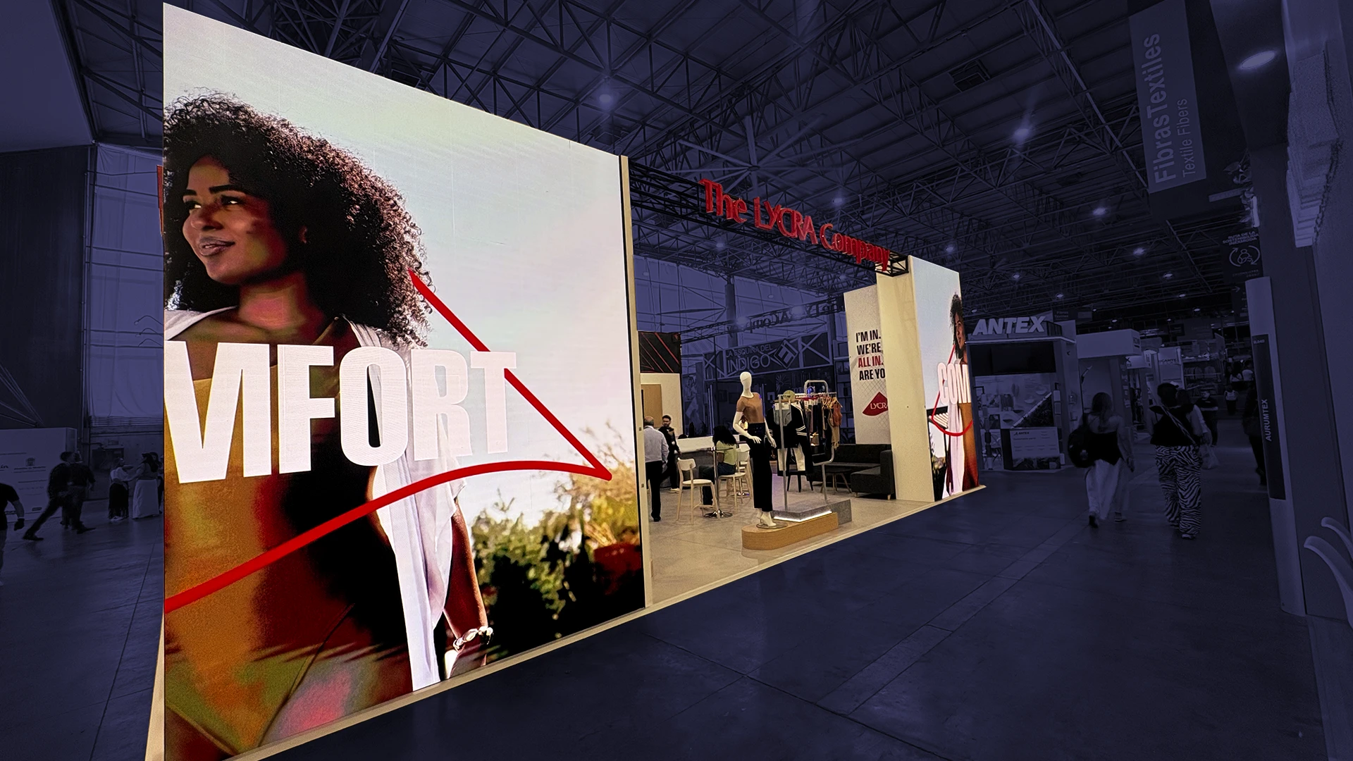 Diseño de stand textil para The LYCRA Company en Colombiatex 2026 por Diper Exhibitions