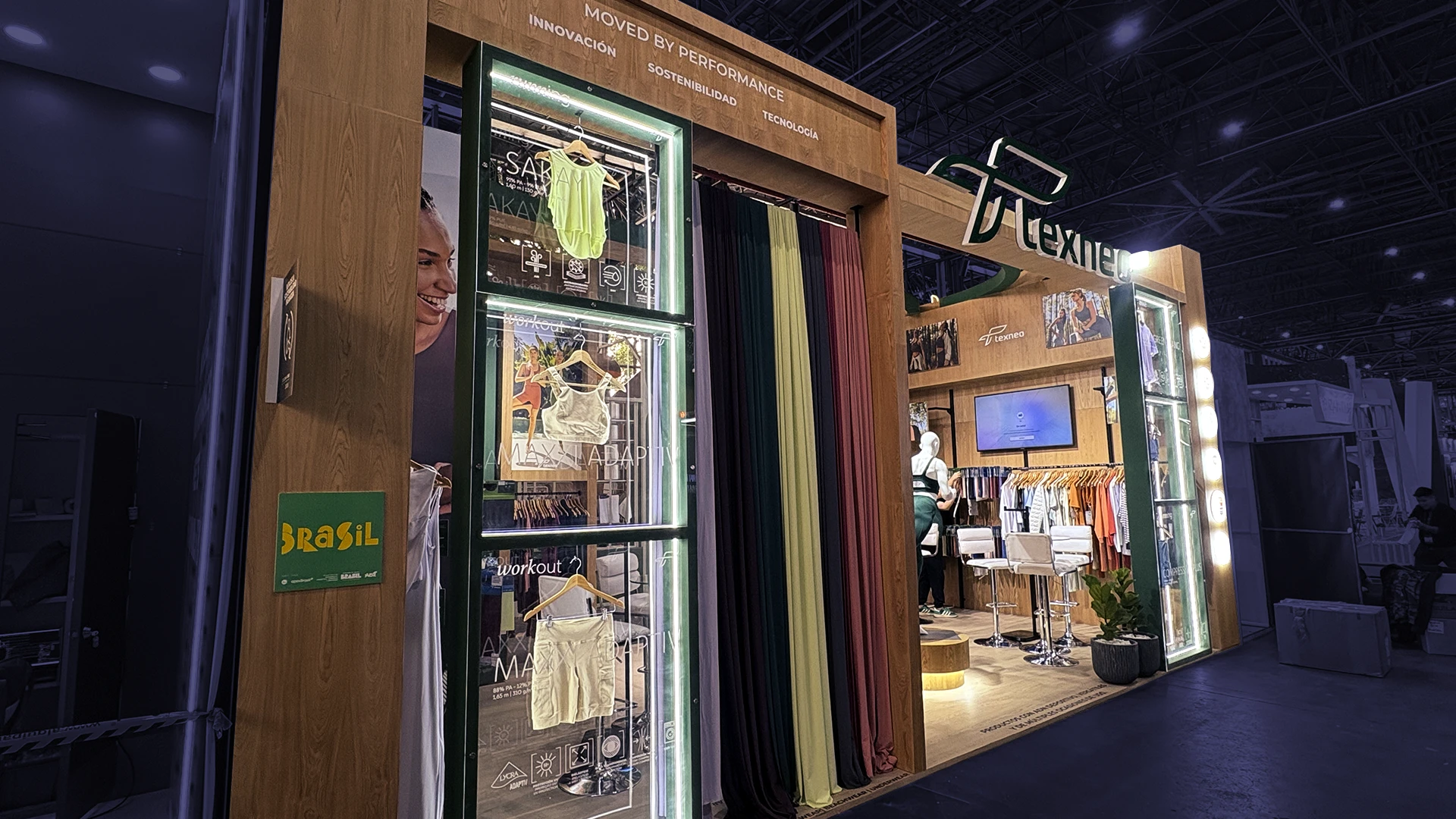 Textile trade show booth design for Texneo at Colombiatex 2026 by Diper Exhibitions