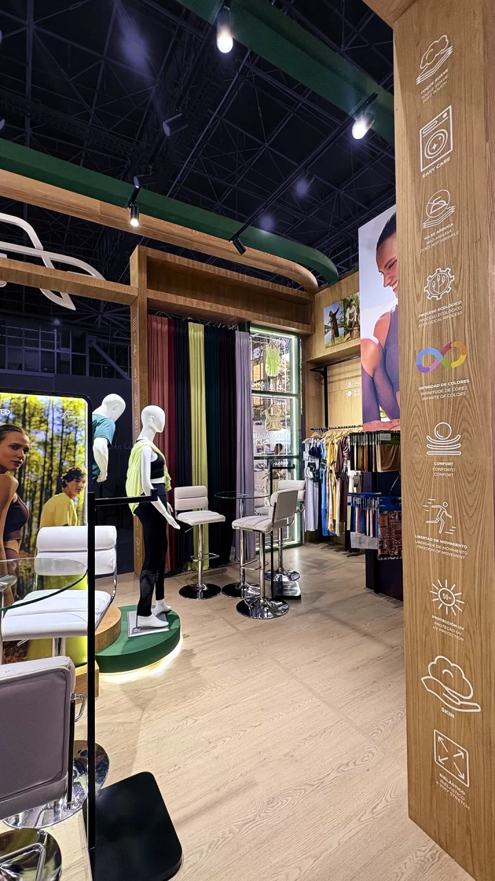 Textile trade show booth design for Texneo at Colombiatex 2026 by Diper Exhibitions