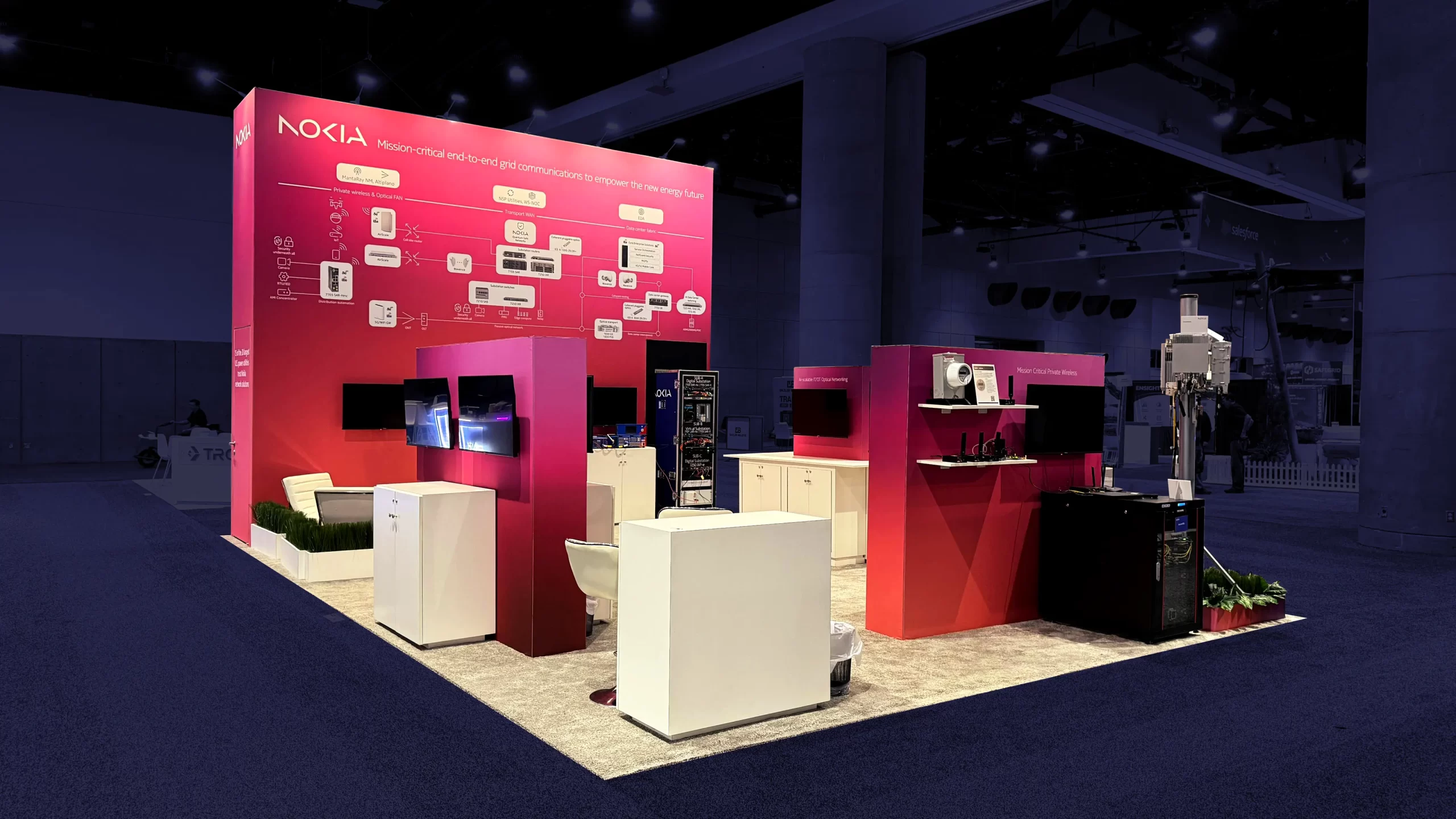 Technology trade show booth design for Nokia at DISTRIBUTECH 2026 by Diper Exhibitions