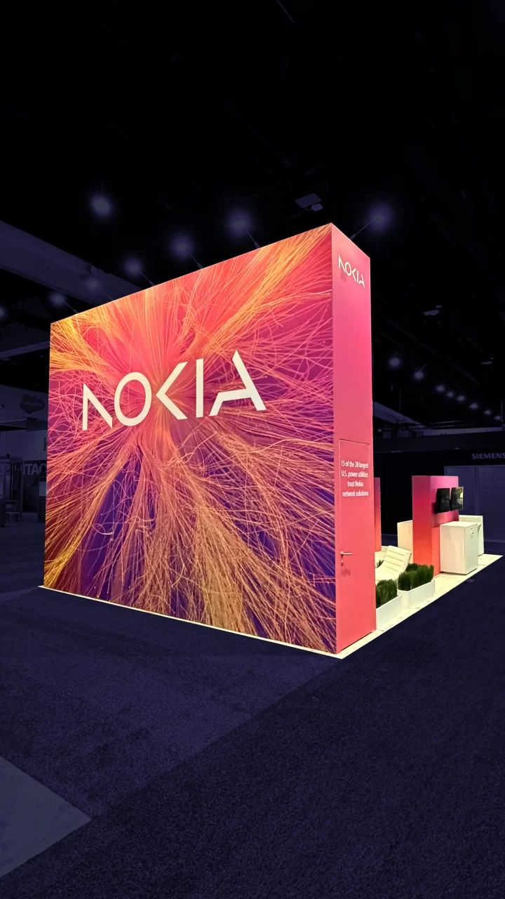 Technology trade show booth design for Nokia at DISTRIBUTECH 2026 by Diper Exhibitions