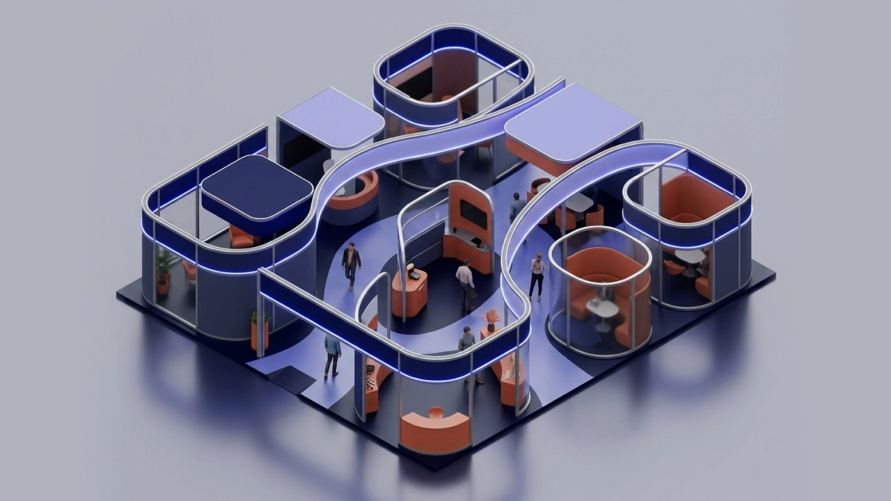 Trade show booth designed with three strategic phases to maximize lead generation and business results