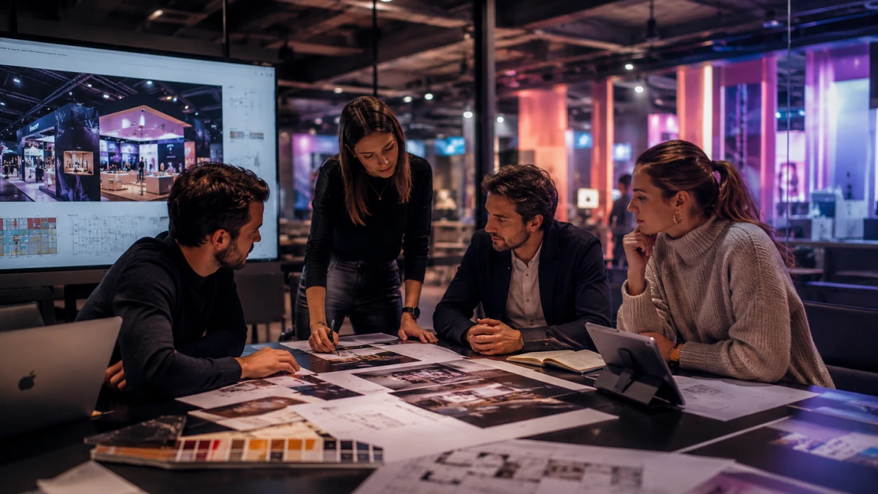 International team planning a trade show booth rental in the United States