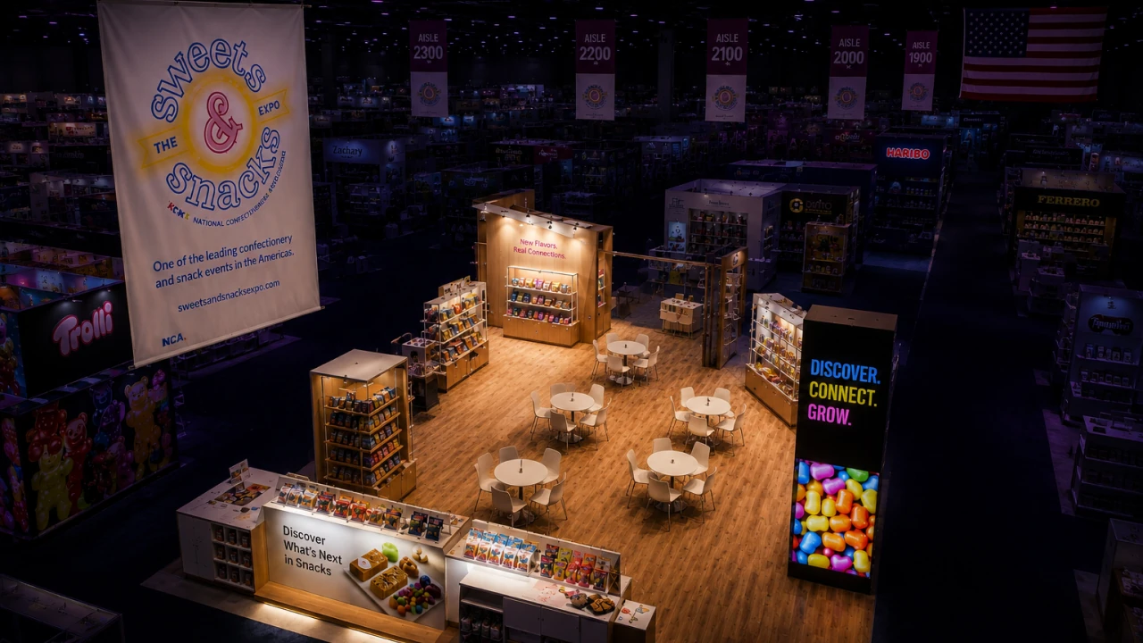 Trade show booth in the United States designed to present a new product to buyers and distributors