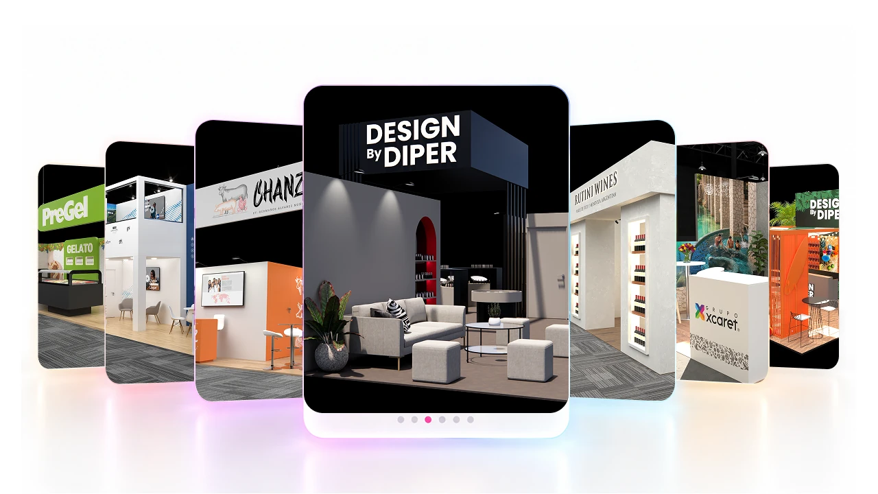 Stand para ferias de Diper Exhibitions diseñado para atraer visitantes y cumplir objetivos comerciales